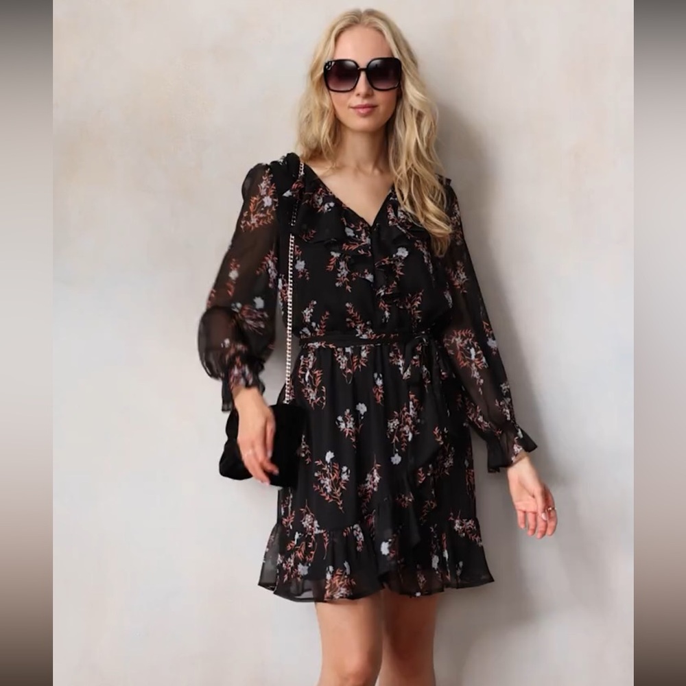 LC Lauren Conrad Ruffle Trim Wrap Mini Dress NWOT